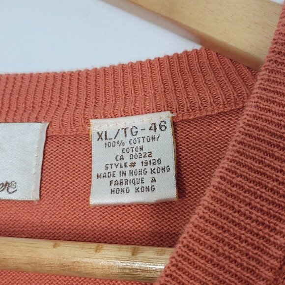 Arnold Palmer Vintage Men Orange 100% Cotton Classic V-Neck Relaxed Fit Sweater - Picture 9 of 13